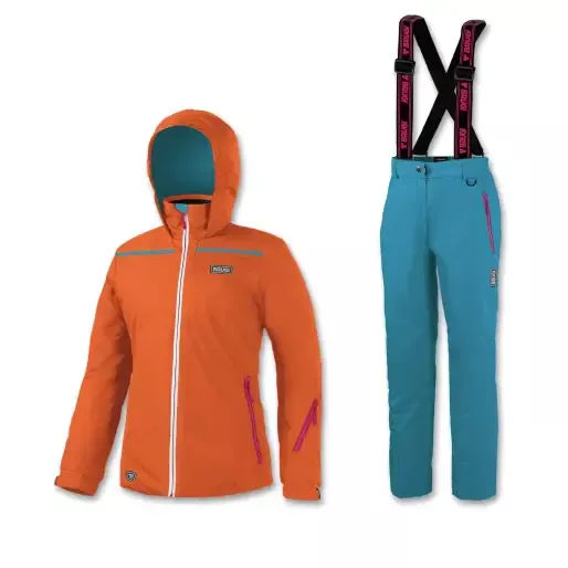 BRUGI - Costum de schi portocaliu/albastru pentru copii