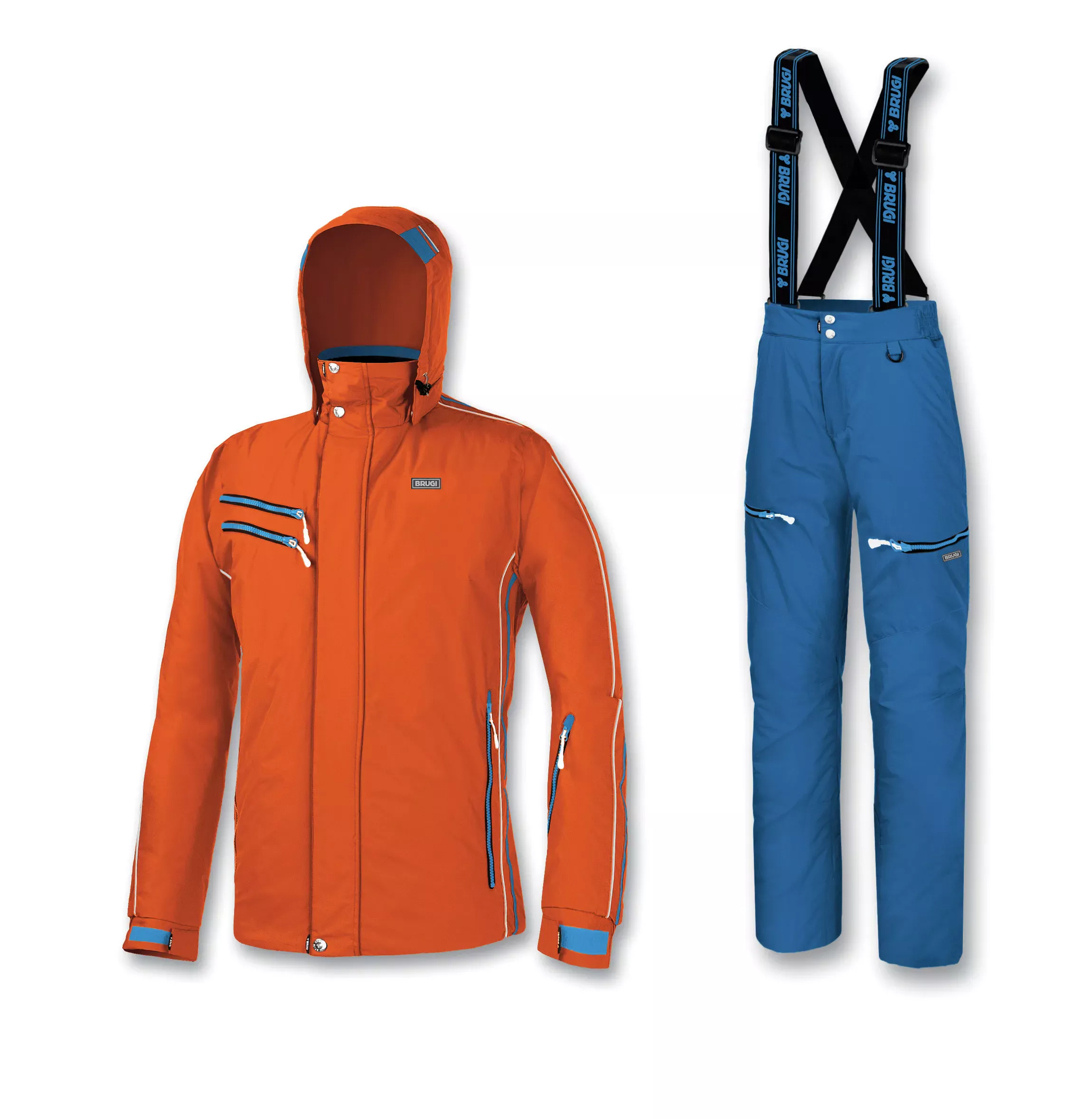 BRUGI Costum de schi portocaliu/albastru pentru | bike-ski.ro
