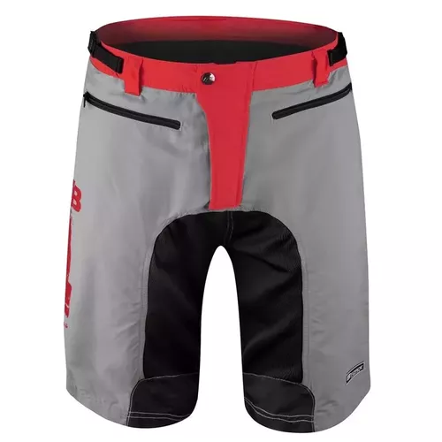 Pantaloni scurti Force MTB-11 bazon detasabil Gri/Rosu/Negru L
