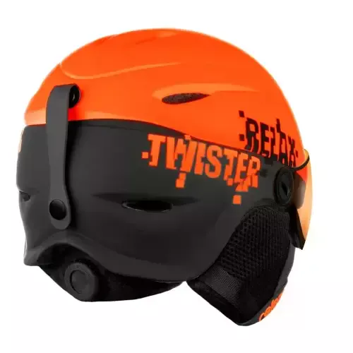 Cască Relax Twister cu viziera, pentru copii, rosu neon/negru