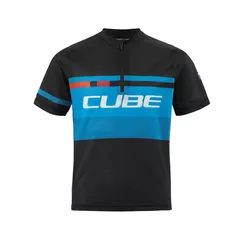 Tricou Ciclism Cube Junior Teamline Jersey Black/Blue/White XXL